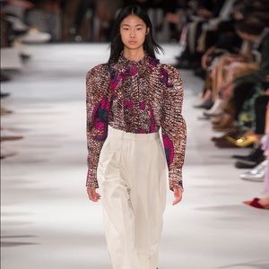 Stella McCartney Shaylee Fan Print Ruffle Blouse